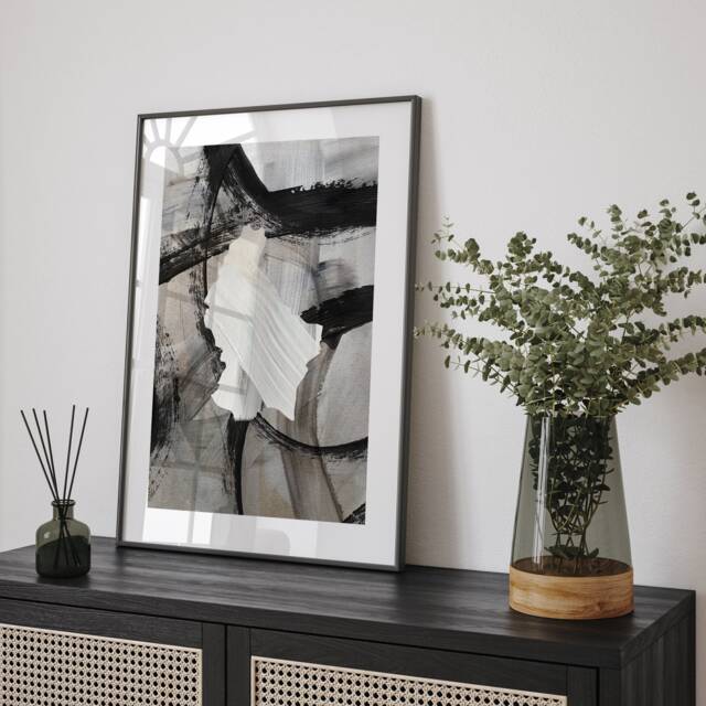 Luxembourg Map - Black & Grey Abstract Painting Of Wall Art Print Traval Poster - image 1
