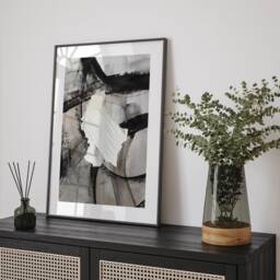 Luxembourg Map - Black & Grey Abstract Painting Of Wall Art Print Traval Poster - thumbnail 1