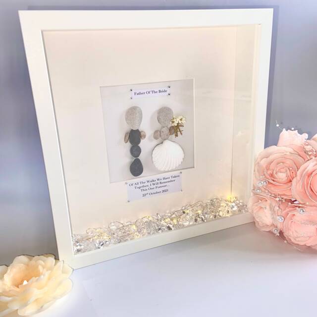 Father Of The Bride Personalised Pebble Art Frame Gift For Father Wedding Walking Down Isle Picture Keepsake UK - image 1