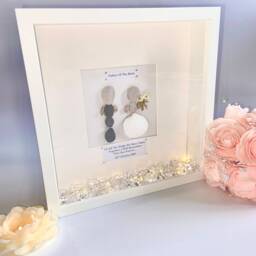 Father Of The Bride Personalised Pebble Art Frame Gift For Father Wedding Walking Down Isle Picture Keepsake UK - thumbnail 1
