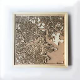 Boston Wooden Map Art - Laser Cut City Street Map, Framed Pinewood - thumbnail 1