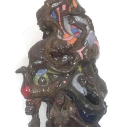 Ceramic Sculpture Figurative Art Brown Female Garden Planter Clay Patio - thumbnail 2