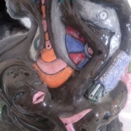Ceramic Sculpture Figurative Art Brown Female Garden Planter Clay Patio - thumbnail 4