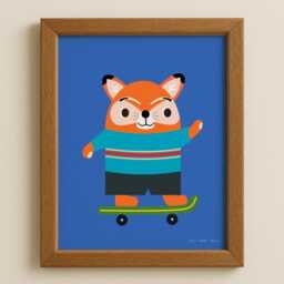 Animals Having Fun Skater Fox Nursery Print - Colourful Kids Wall Art - Digital Download - thumbnail 3