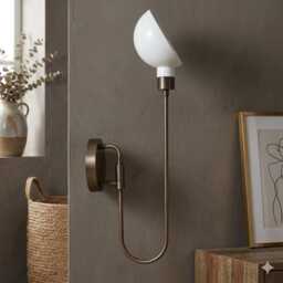 Mid Century Style Brass Wall Lamp Handmade Articulated Sconce With Rotating Shade - thumbnail 1