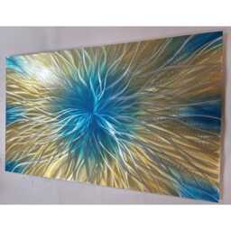 Nova. Modern Abstract Metal Wall Art, Gold, Teal & Silver. Indoor/Outdoor Decor