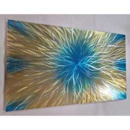 Nova. Modern Abstract Metal Wall Art, Gold, Teal & Silver. Indoor/Outdoor Decor - thumbnail 3