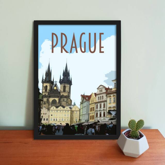 Prague Travel Poster - Retro Style Czechia Art Print - image 1