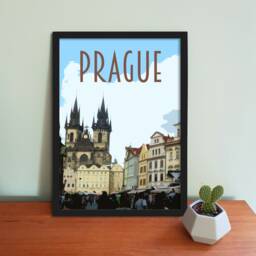 Prague Travel Poster - Retro Style Czechia Art Print - thumbnail 1