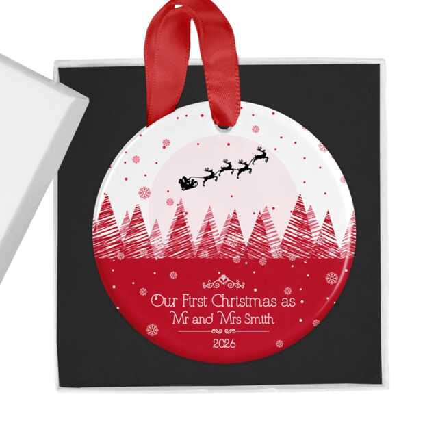 Personalised First Christmas As Mr & Mrs Bauble, 1st Married Ornament, Xmas Newlywed Just 2026 - image 1