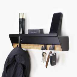 Industrial Entryway Organizer/Key Holder For Wall Coat Rack With Floating Shelf Mount Mail New Home Gift - thumbnail 1