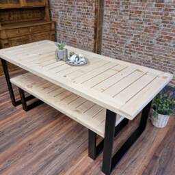 Handcrafted Outdoor Wooden Patio Furniture Set Garden Bench Reclaimed Dining Table & - thumbnail 4