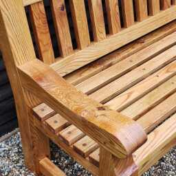 Handcrafted Garden Bench Solid Oak - thumbnail 2