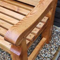Handcrafted Garden Bench Solid Oak - thumbnail 3