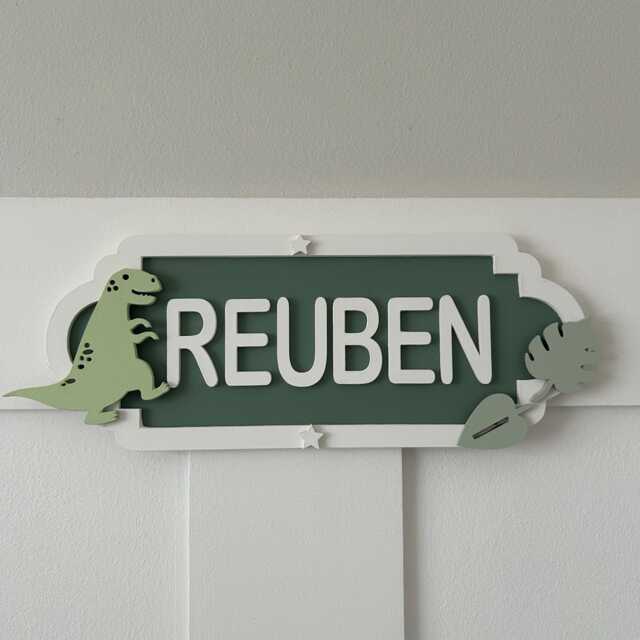 Dinosaur Name Sign, Custom Nursery Decor, Kids Room Wall Art - image 1
