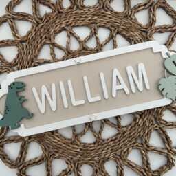 Dinosaur Name Sign, Custom Nursery Decor, Kids Room Wall Art - thumbnail 2