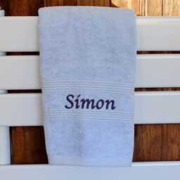 Personalised Light Blue Towel Custom Embroidered Gift in Choice Of Towels Set - thumbnail 3