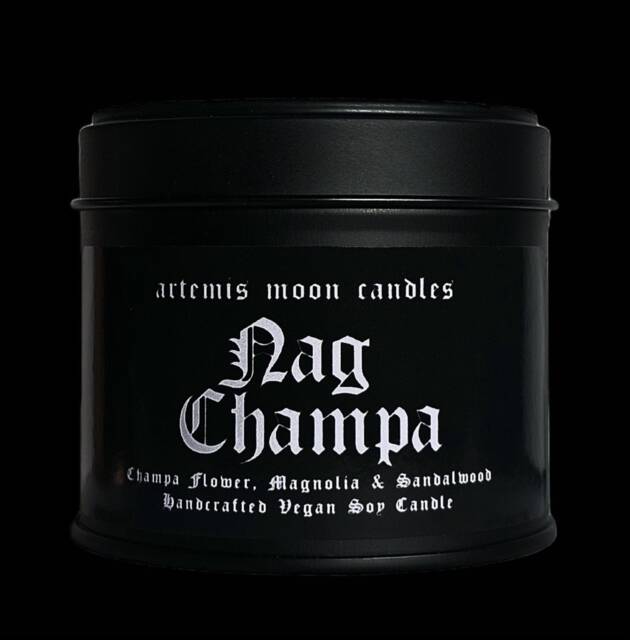 Nag Champa Scented Vegan Soy Candle Black Tin - image 1