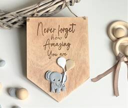Elephant Nursery Decor, Wooden Decoration, New Baby Gift, Never Forget, Elephant Nursery, Neutral Nursery Decor - thumbnail 1