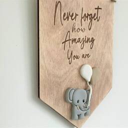 Elephant Nursery Decor, Wooden Decoration, New Baby Gift, Never Forget, Elephant Nursery, Neutral Nursery Decor - thumbnail 3