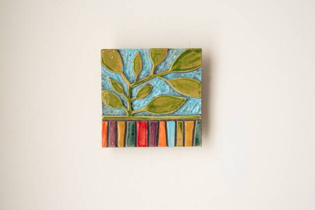Handmade Ceramic Wall Art - Green Vine Mosaic Tile - Made To Order - image 1