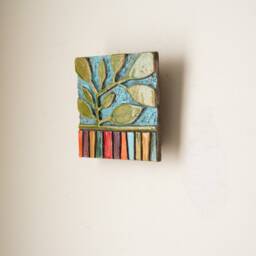 Handmade Ceramic Wall Art - Green Vine Mosaic Tile - Made To Order - thumbnail 2