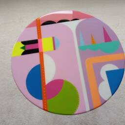 Handmade Statement Resin Side Table, Round Abstract Boho End Coffee Table - thumbnail 4