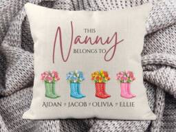 Personalised This Grandma Belongs To Cushion, Mothers Day Gift, Gran Christmas Gift, Granny Present From Grandchildren, Grandkids - thumbnail 1