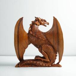 Wooden Dragon Statue, Unique Sculpture, Chinese Dragon, Mystical Animal, Hand Carving, Aesthetic Room Decor, Best Friend Gift, Gift - thumbnail 3