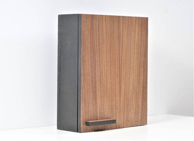 Walnut Key Box, Black Painted Wooden Cabinet, Wall Mounted - image 1