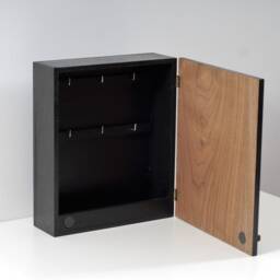 Walnut Key Box, Black Painted Wooden Cabinet, Wall Mounted - thumbnail 2