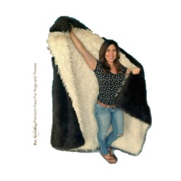 Reversible Faux Fur Throw Blanket, Brown Bear & Mongolian Lamb