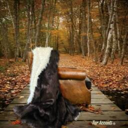 Reversible Faux Fur Throw Blanket, Brown Bear & Mongolian Lamb - thumbnail 4