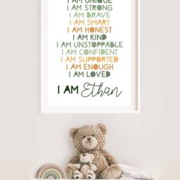Boys Positive Affirmation Print, Bedroom Decor, Nursery Prints, Wall Art, Playroom Inspirational Sage Green - thumbnail 2