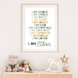 Boys Positive Affirmation Print, Bedroom Decor, Nursery Prints, Wall Art, Playroom Inspirational Sage Green - thumbnail 3