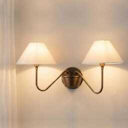 Brown Brass Double Wall Sconce Lamp Steel, Aluminum Accent Light - thumbnail 3