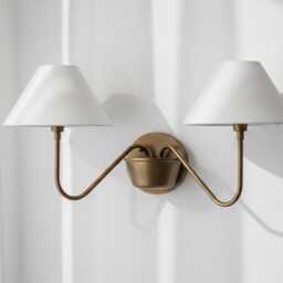 Brown Brass Double Wall Sconce Lamp Steel, Aluminum Accent Light - thumbnail 2