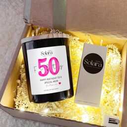 Personalised 50Th Birthday Candle Gift Set, Soy Wax, For Auntie Mum Sister Cousin, Her, Fifty - thumbnail 1