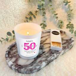 Personalised 50Th Birthday Candle Gift Set, Soy Wax, For Auntie Mum Sister Cousin, Her, Fifty - thumbnail 3