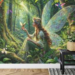 Fairy Forest Wallpaper Mural, Enchanting Nursery Decor, Peel & Stick Decal - thumbnail 3