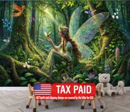 Fairy Forest Wallpaper Mural, Enchanting Nursery Decor, Peel & Stick Decal - thumbnail 1