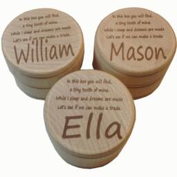 Personalized Wooden Tooth Fairy Box - Baby Shower Gift Holder Keepsake For Kids Lost - thumbnail 2