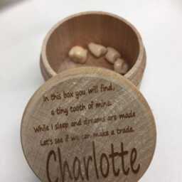 Personalized Wooden Tooth Fairy Box - Baby Shower Gift Holder Keepsake For Kids Lost - thumbnail 4