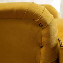 British Handmade Mustard Velvet Chesterfield Armchair With Antique Tan Leather - thumbnail 3