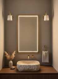 Handmade Brass Led Mirror - Bathroom Vanity With Light - thumbnail 1