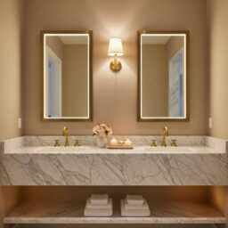 Handmade Brass Led Mirror - Bathroom Vanity With Light - thumbnail 3