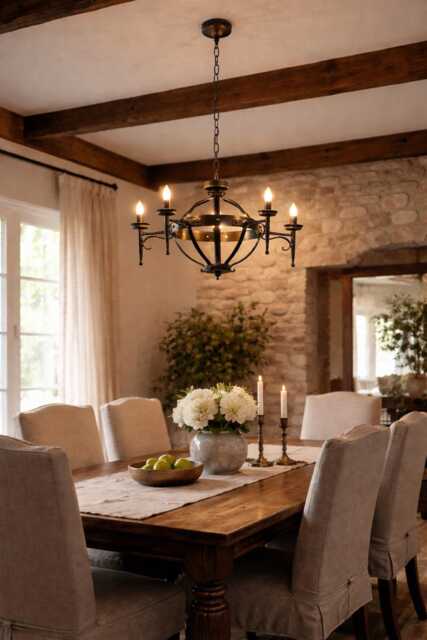 Wrought Iron Chandelier-Gothic Style Five Light Ceiling Fixture - image 1