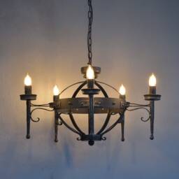 Wrought Iron Chandelier-Gothic Style Five Light Ceiling Fixture - thumbnail 2