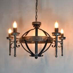 Wrought Iron Chandelier-Gothic Style Five Light Ceiling Fixture - thumbnail 3