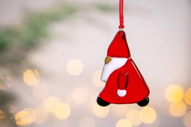 Fused Glass Santa Christmas Ornament Handmade Winter Suncatcher - image 1